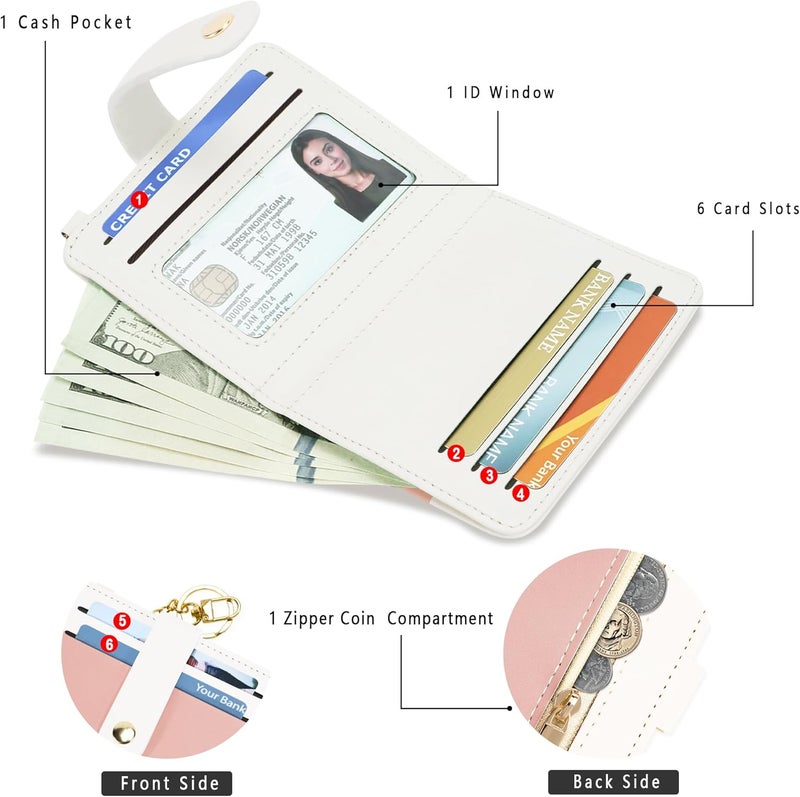 Airkit Small Wallets Woman RFID Blocking Leather Credit Card Holder - with ID Window - Card Wallets for Women - with Zipper Coin Purse - Keychain Wallet - Image 2